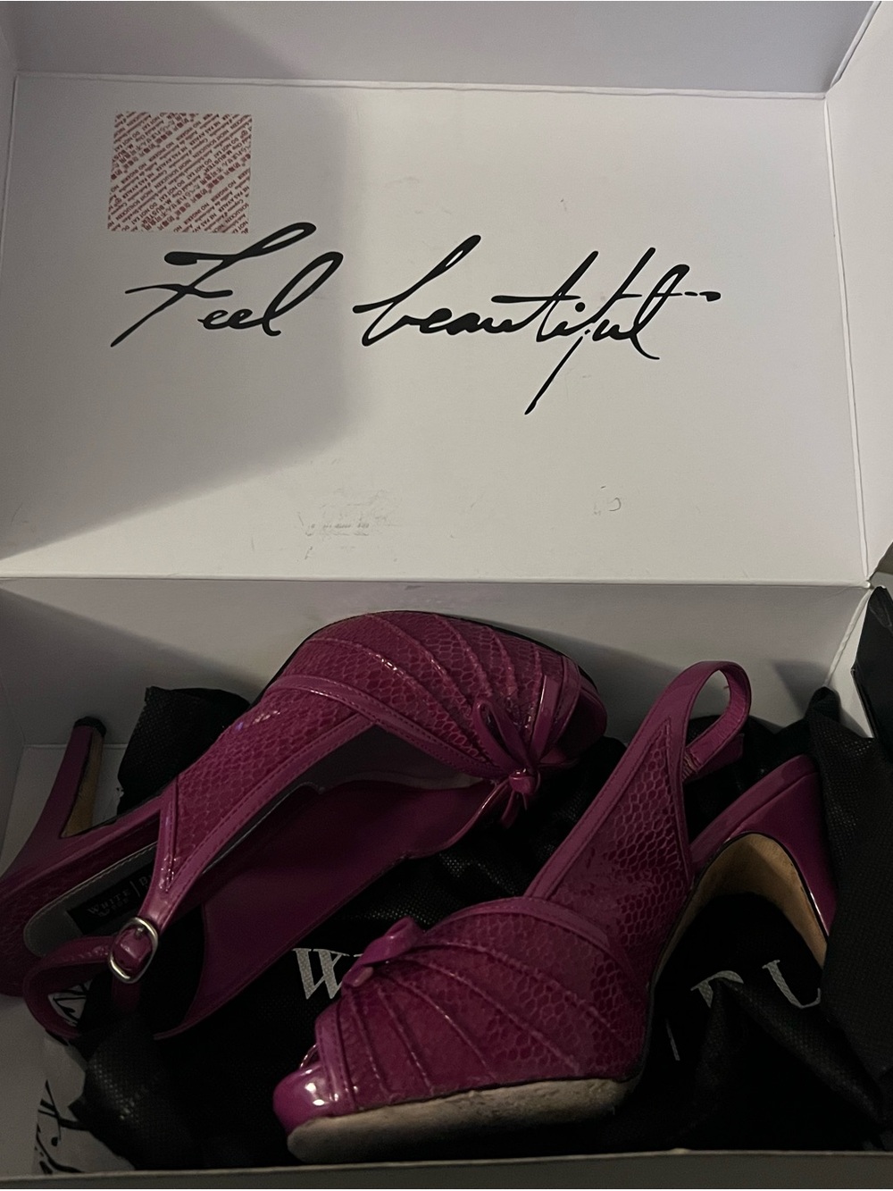 White House Black Market Fuchsia Knot-Accent Slingback Heels